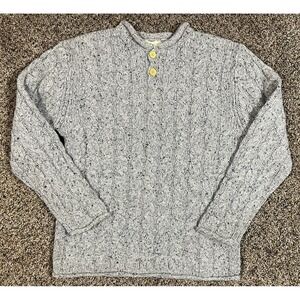 Vintage Ireland's Eye Men's Sweater Wool Pullover Gray Sz Small Made In Ireland